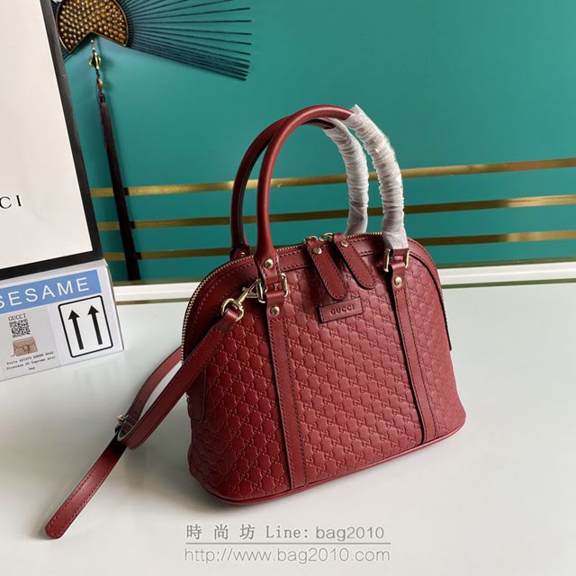 Gucci古馳包包 G家新款女包 款號:449654 古奇大紅壓花皮手提肩背女包 Gucci小號貝殼包  gdj1306